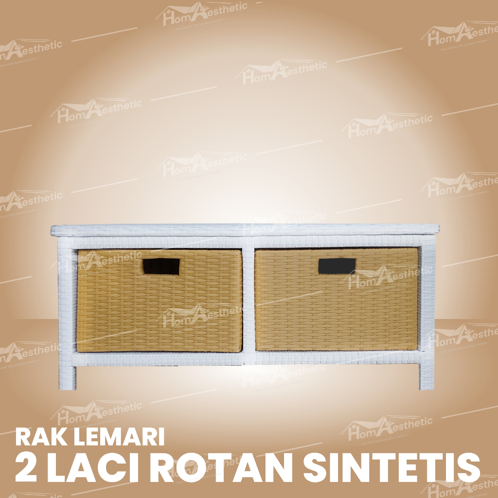 Rak Lemari Laci Rotan Sintetis 2 laci