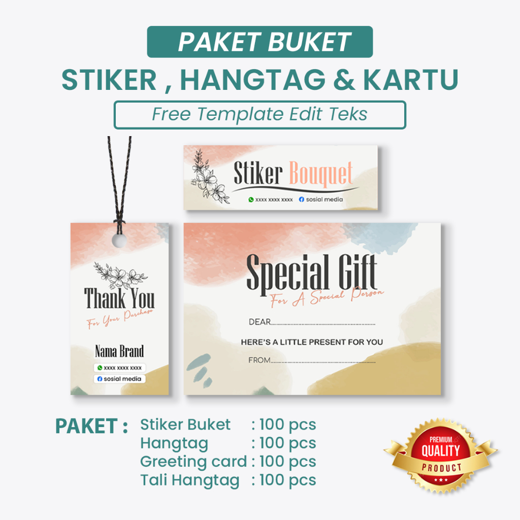 

Total Isi 300 , Paket Hangtag buket , gratting card buket , stiker buket