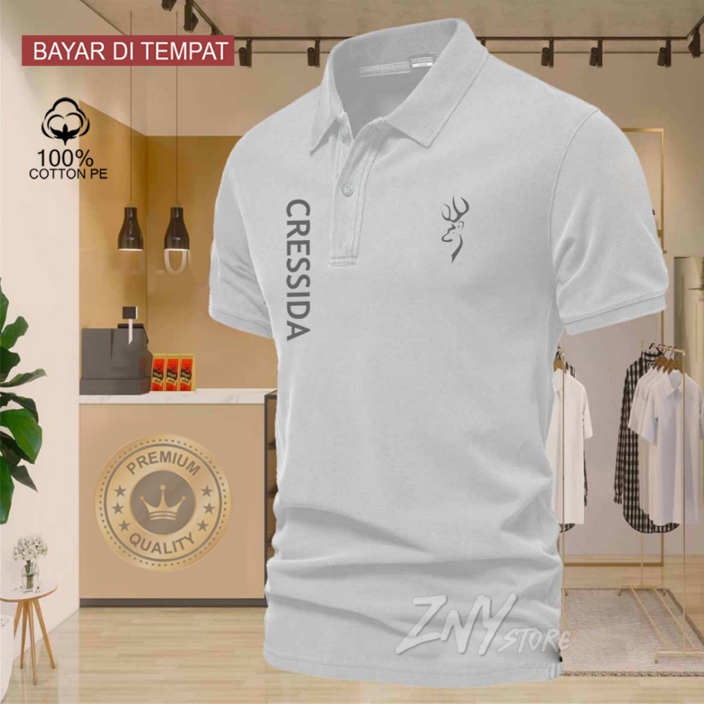 COD T-shrit POLO kerah Cresida Kirka Silver / Baju Kaos Kerah Dewasa Shirt / Kaos Wangki Pria Polo /