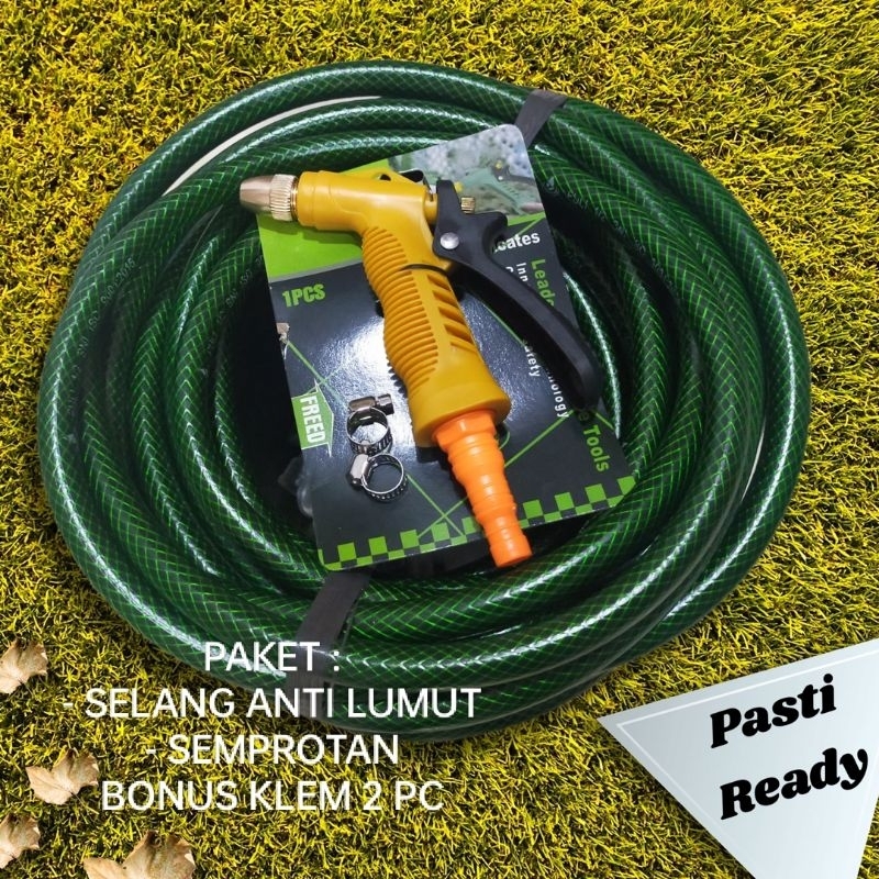PAKET Selang 1/2 INCH Benang Anti Lumut 10m 15m 20m + Semprotan Kepala Kuning
