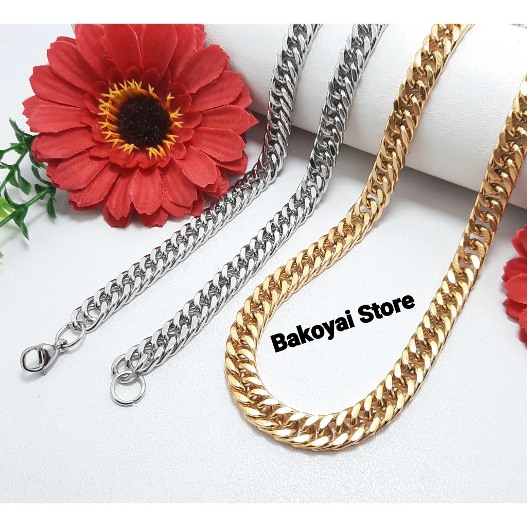 Kalung Rantai Titanium Model Rapat Kalung Rantai Pria Anti Karat Titanium Rantai Besar
