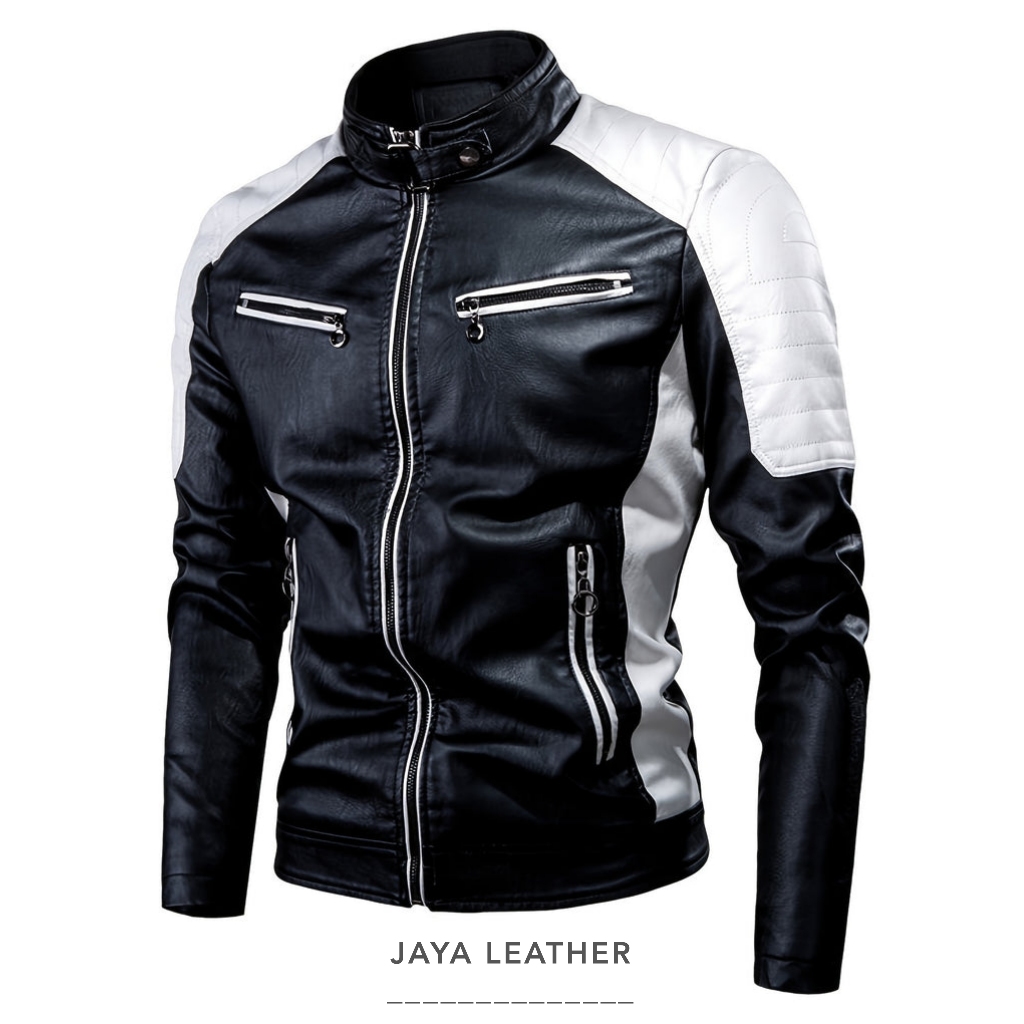 JAYA LEATHER jaket pria kulit domba asli Genuine leather men's jacket premium quality.jk050224 black
