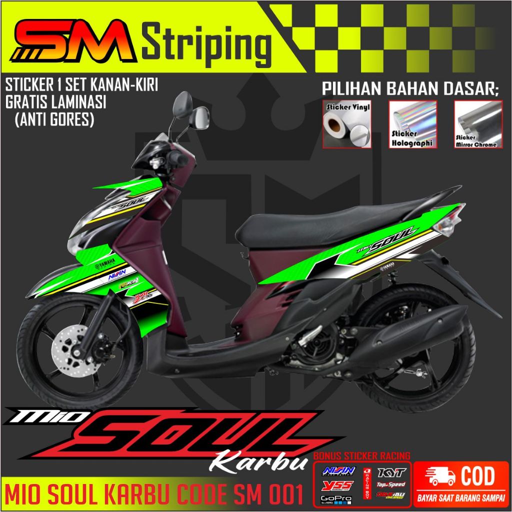 Striping Mio Soul Karbu - Stiker Sticker Striping Variasi Yamaha Mio Soul Karbu - Striping Mio Soul 