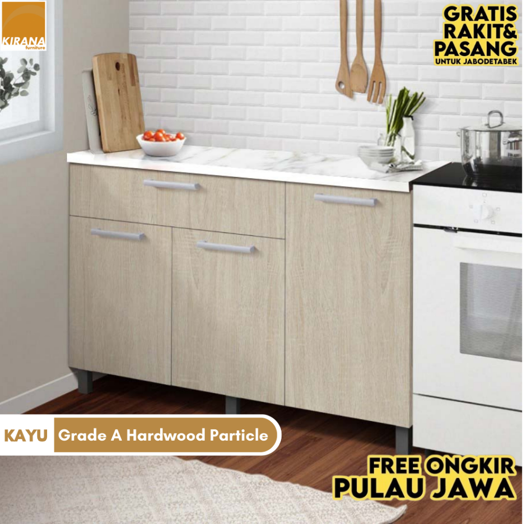 KIRANA Denver - Kitchen Set Kayu Lemari Dapur Kabinet Rak Dapur Bawah 3 Pintu