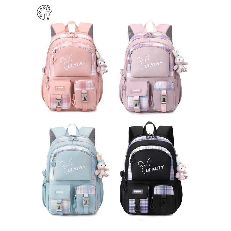 Backpack Korean Style Tas Punggung Tartan Tas Ransel Import Tas Punggung Wanita Tas Sekolah Pria Wan