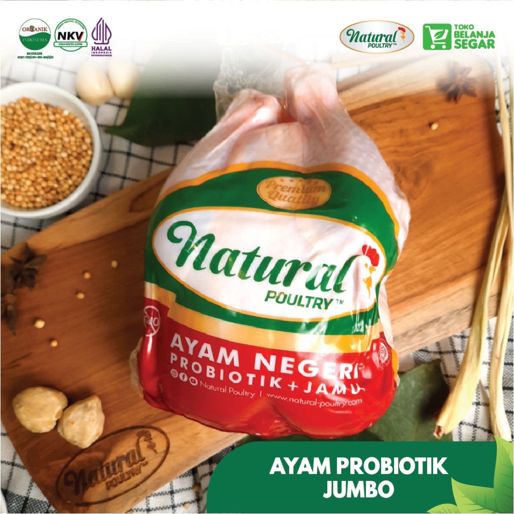 

Ayam Potong Utuh Negeri Probiotik Jumbo (1000-1100 gram) - Natural Poultry