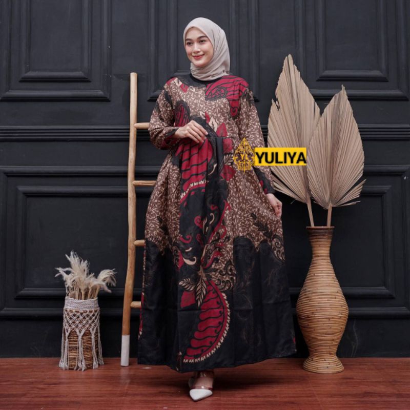 Gamis Batik motif Sangkuriang Merah