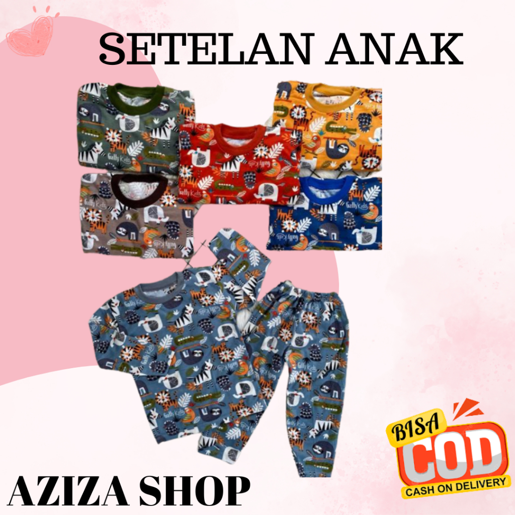 SETELAN PIYAMA ANAK GAFFY KIDS ECER SIZE 2 4 dan 6