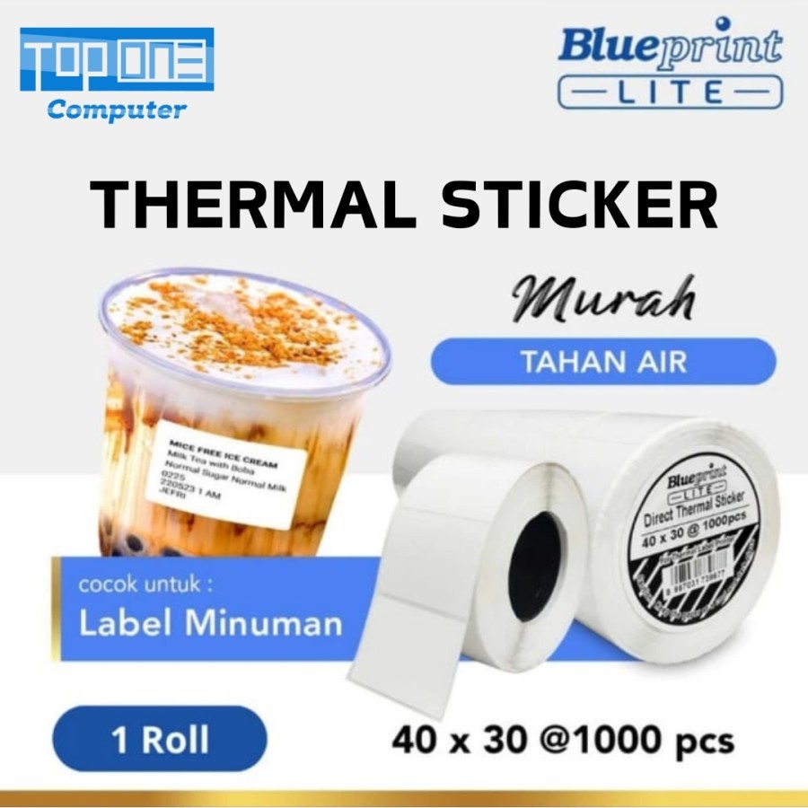 

Direct Thermal Stiker 40 x 30 BLUEPRINT Lite 40x30 mm 1 Roll Kertas Label Minuman