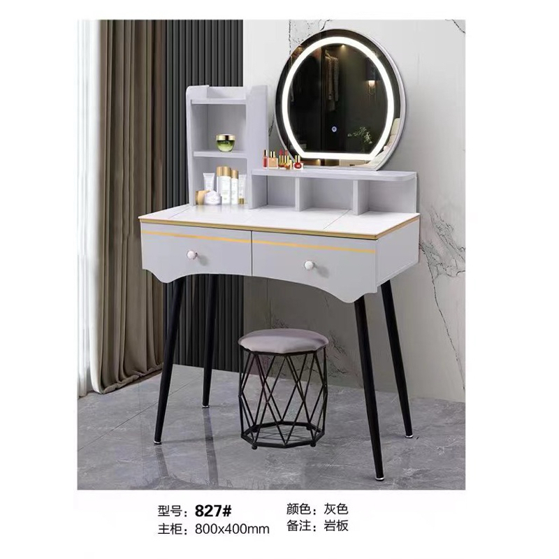 Meja Rias Bulat LED White + Kursi