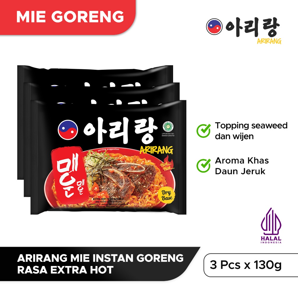 

3 Pcs Arirang Mie Instan Goreng Rasa Extra Hot 130g (AR42)