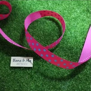 

Pita Grossgrain Grosgrain 1" Pink Polka Biru (per yard)