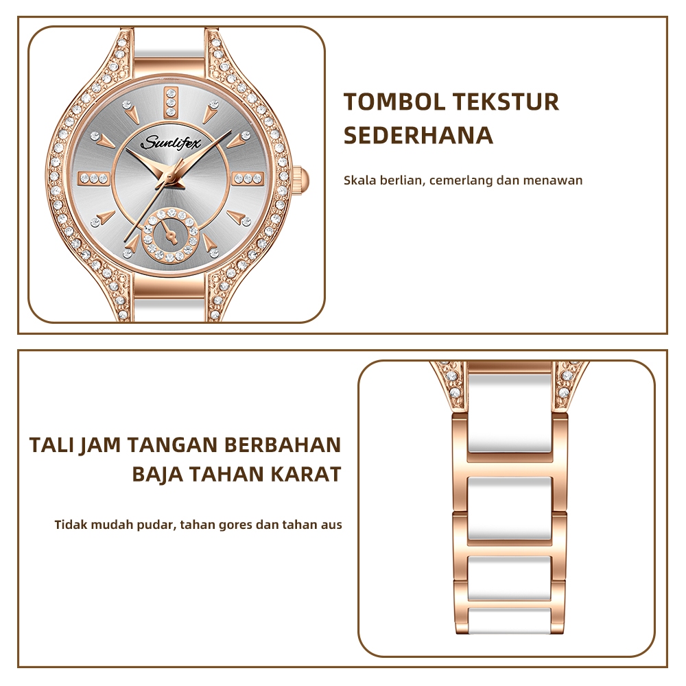 Sunlifex Jam Tangan Wanita Besi Rantai Analog Terbaru 8010 Mode Jam Tangan Cewek-6