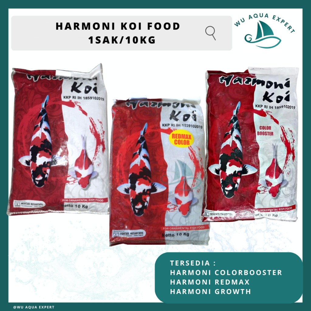 1 SAK 10 Kg HARMONI KOI GROWTH COLOR BOOSTER RED MAX 1mm/2mm/5mm/8mm Pertumbuhan Menutrisi Pakan/Pel