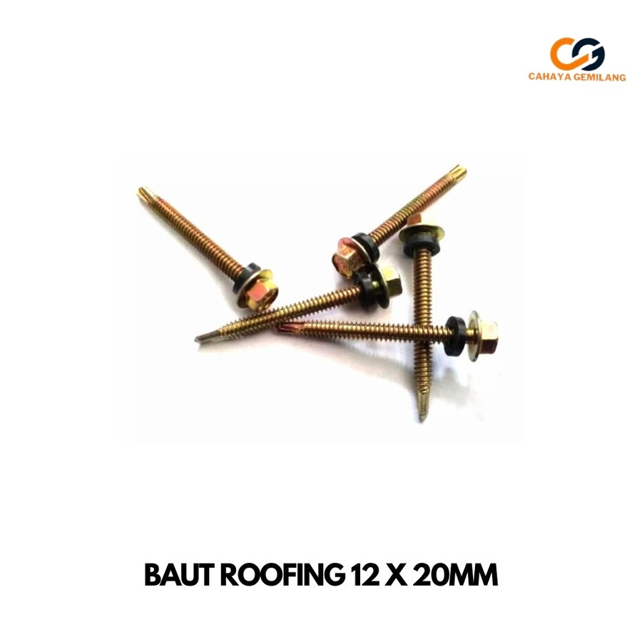 CGP 50Pcs Baut Roofing Kuning 12x20mm 2cm Skrup Atap Spandek Baja Ringan