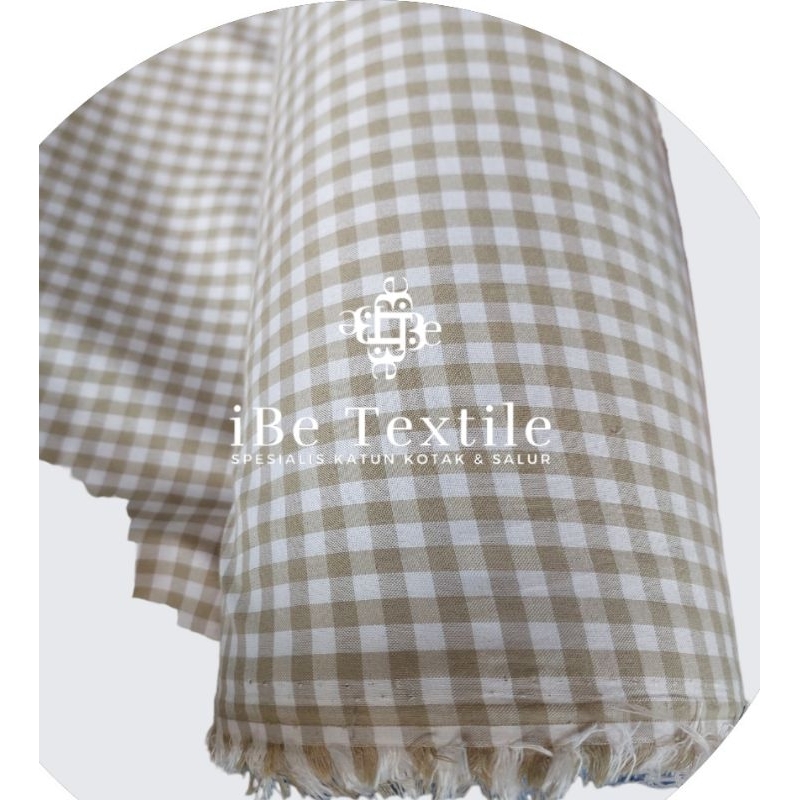 Kain Katun Policomby Motif Kotak (Sage Green Series) Harga Per 0.5 Meter