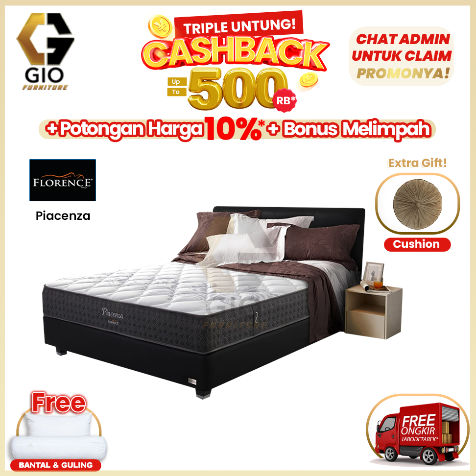 Kasur Florence Piacenza  / Florence Springbed Piacenza (Full Set Mattress + Divan + Headboard + Bonu