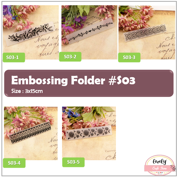 

S3 - Embossing folder Emboss Folder Small 3*15cm untuk dekorasi kartu scrapbooking journal mahar etc