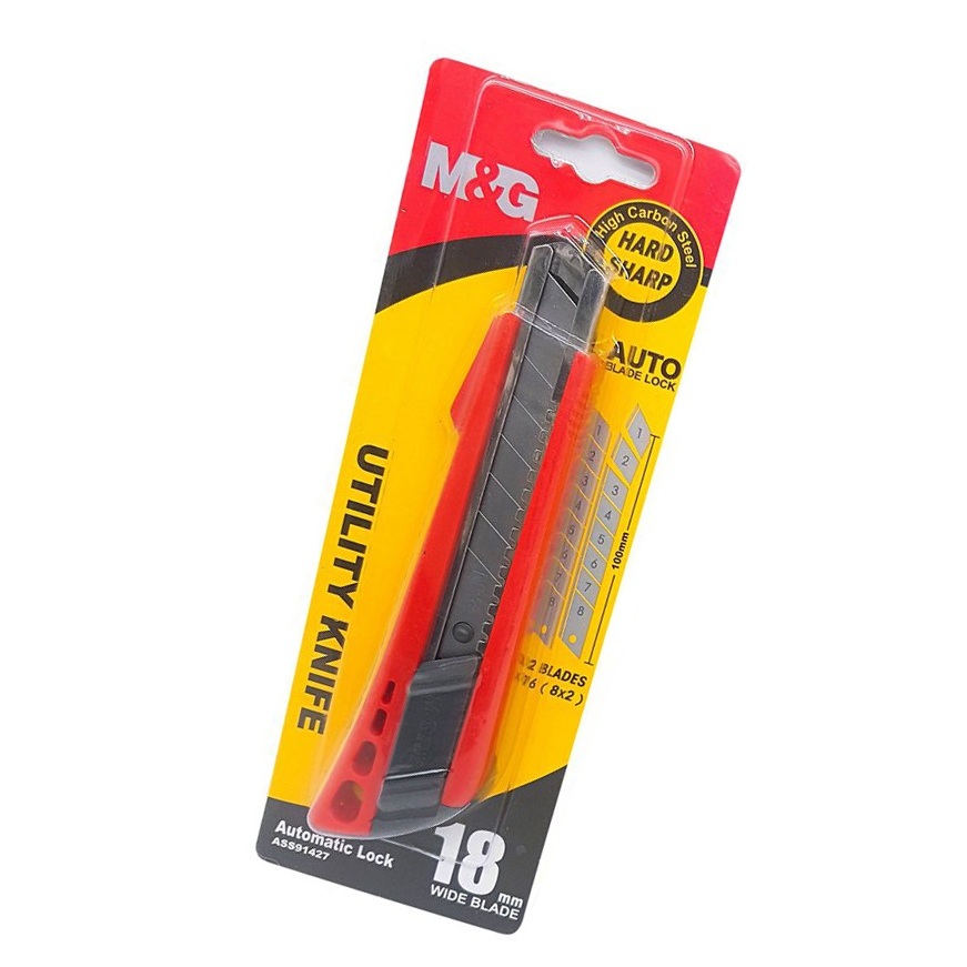 

Pisau Carter M&G Auto Lock Utility Knife 18mm Paper Cutter ASS91427 Red