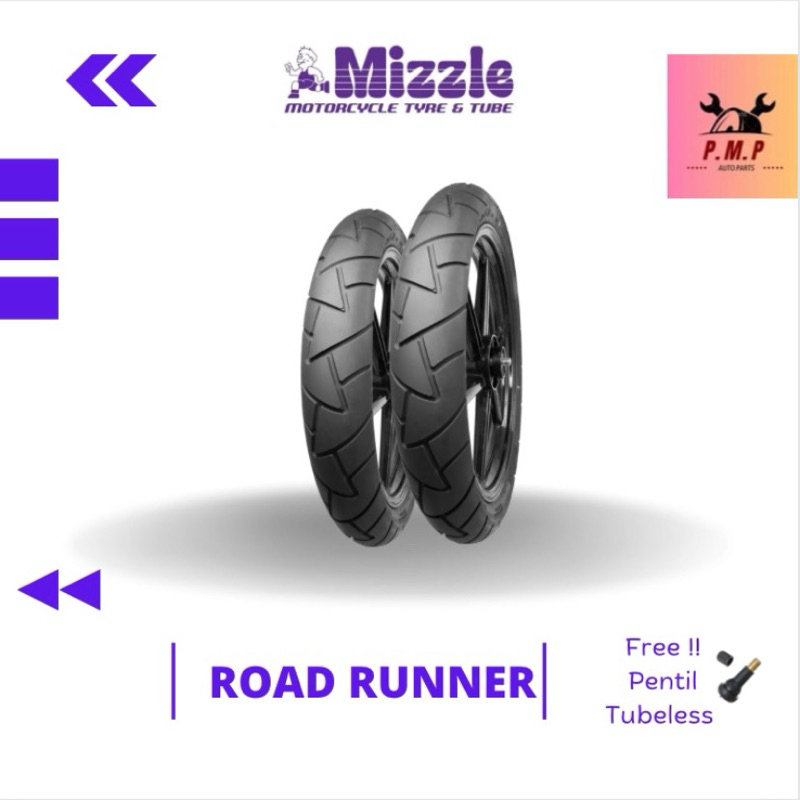 Paket Ban Tubeless Honda CB150R Mizzle Road Runner 100/80 & 130/70 Ring 17 Free Pentil Tubeless