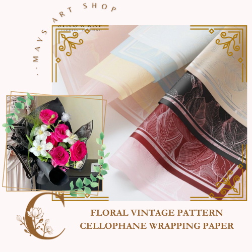 

Floral Pattern Flower Wrapping Paper - Kertas Buket Bunga Cellophane List Frame Semi Transparent - Flower Wrap Corak Bunga Transparan - Korean Flower Money Bouquet Decoration