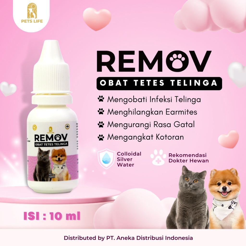 REMOV obat tetes telinga kucing 10ml obat kucing tetes telinga obat telinga obat kuping untuk kucing