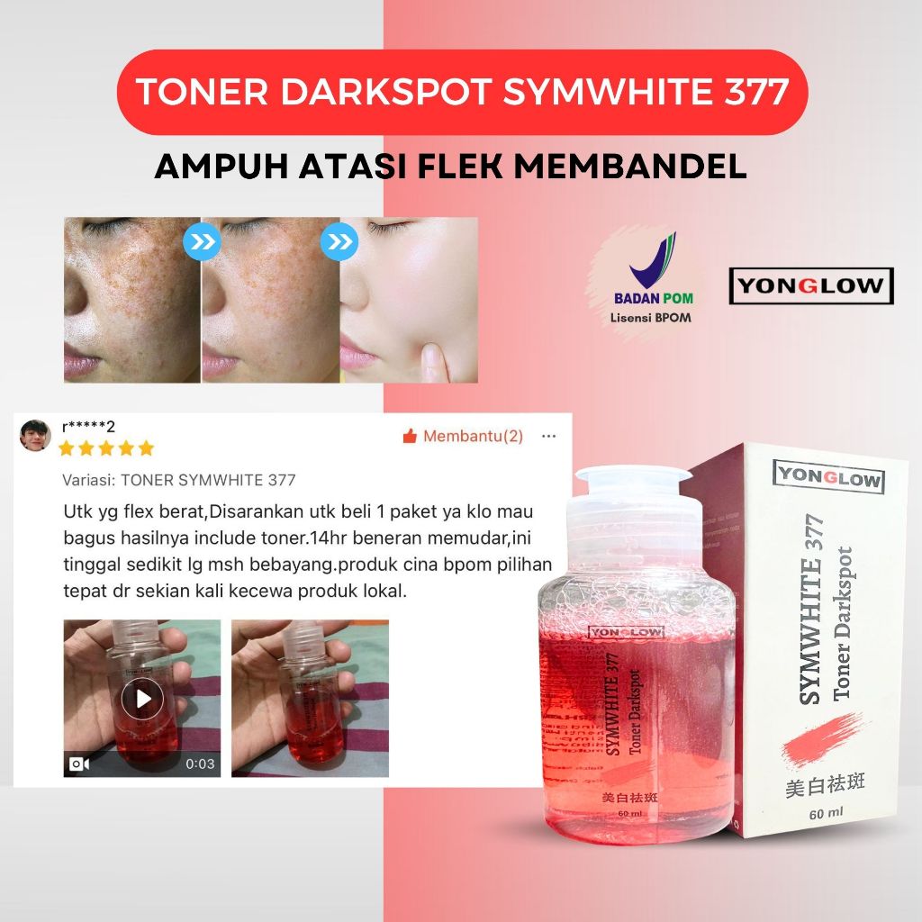 Toner Darkspot Symwhite 377 Yonglow BPOM Toner Penghilang Flek Hitam Wajah Ampuh Permanen Toner Cina