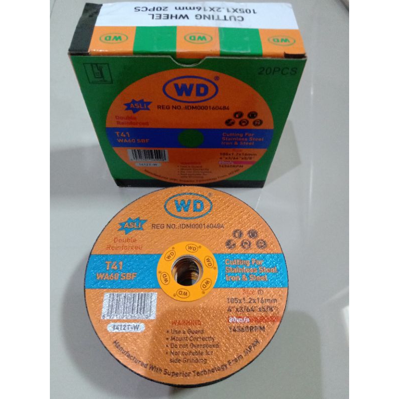 pisau potong WD 4inc potong besi stainless mata batu gerinda murah (1pcs)