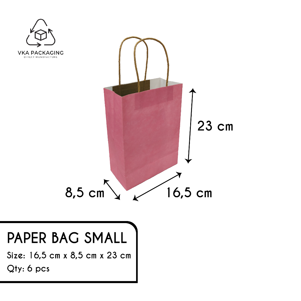 

Paper Bag White Kraft Solid Color Small Kecil Warna Pink Merah Muda