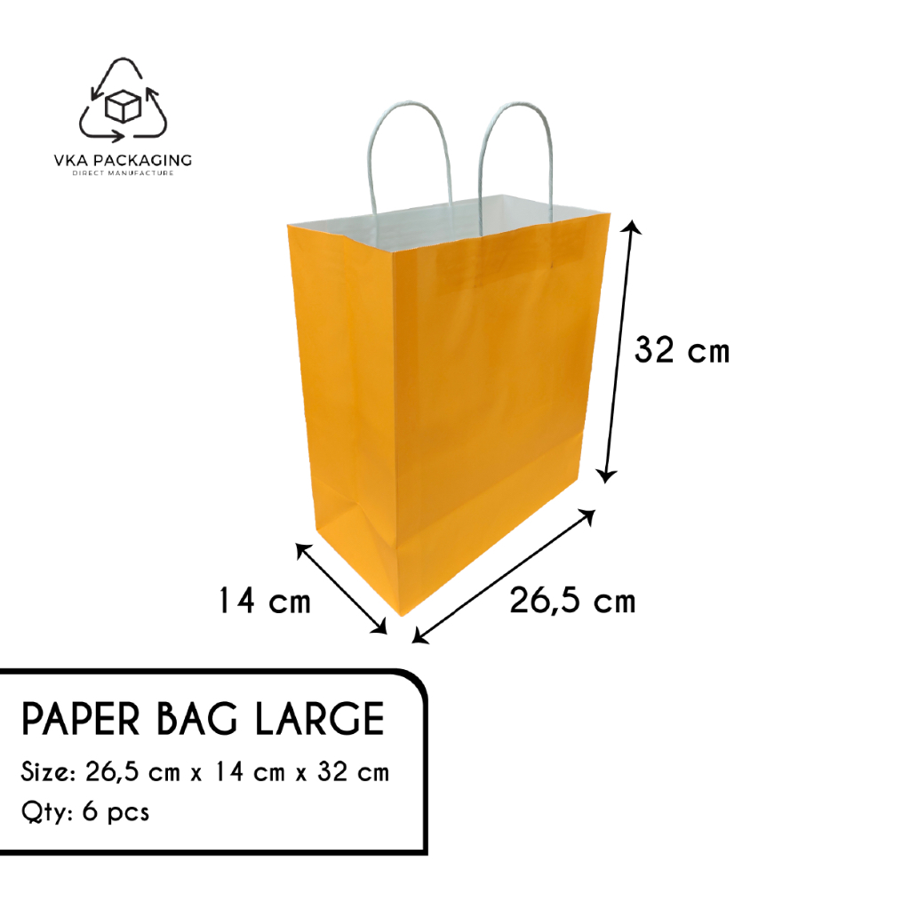 

Paper Bag White Kraft Solid Color Large Besar Warna Orange