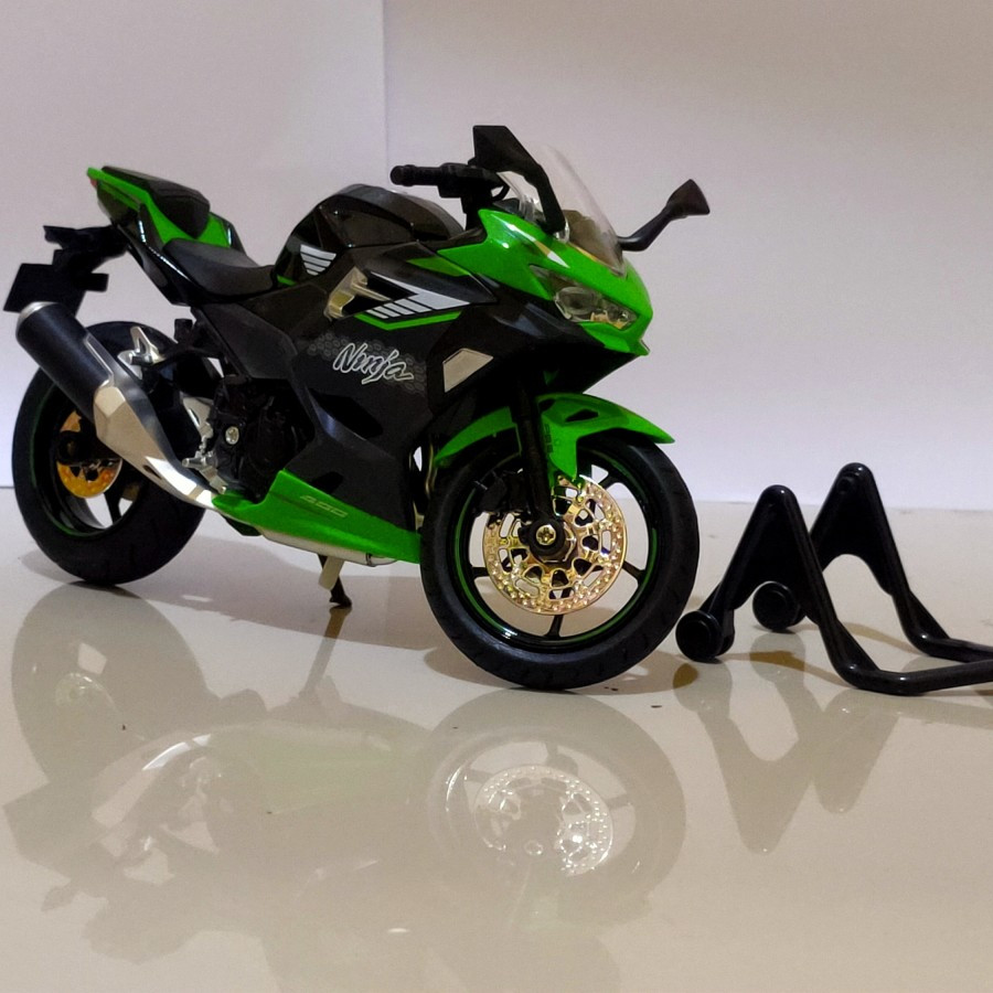 Diecast Motor Kawasaki Ninja 400 hitam skala 12 Mainan Anak murah