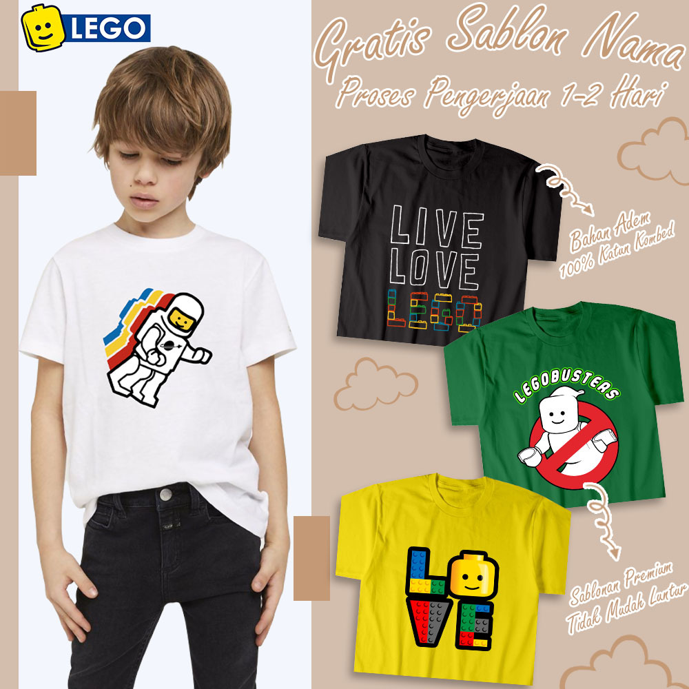 BAJU COUPLE KELUARGA MOTIF LEGO / KAOS COUPLE PASANGAN MOTIF LEGO / BAJU ANAK LAKI LAKI MOTIG LEGO