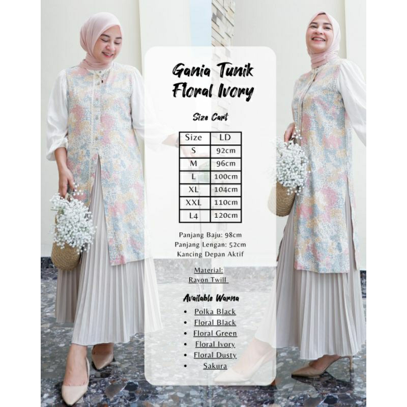 GANIA TUNIK ORIGINAL NCK LABEL || Baju Atasan Wanita Tunik Rayon Twill Motif Cantik Terlaris