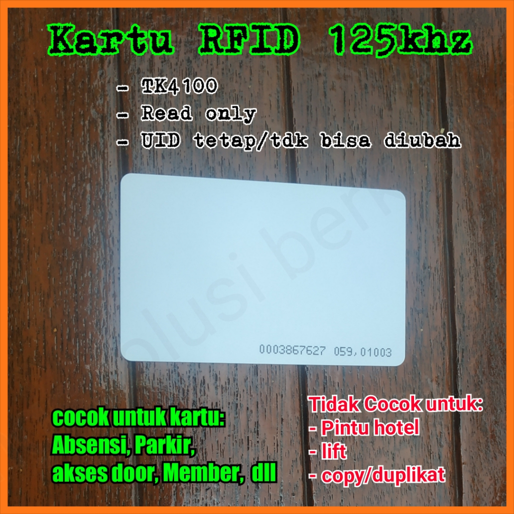

MGSSB - Kartu RFID 125 Khz Tipis / RFID CARD 125Khz Proximity cocok untuk absensi akses door mesin standalone parkir