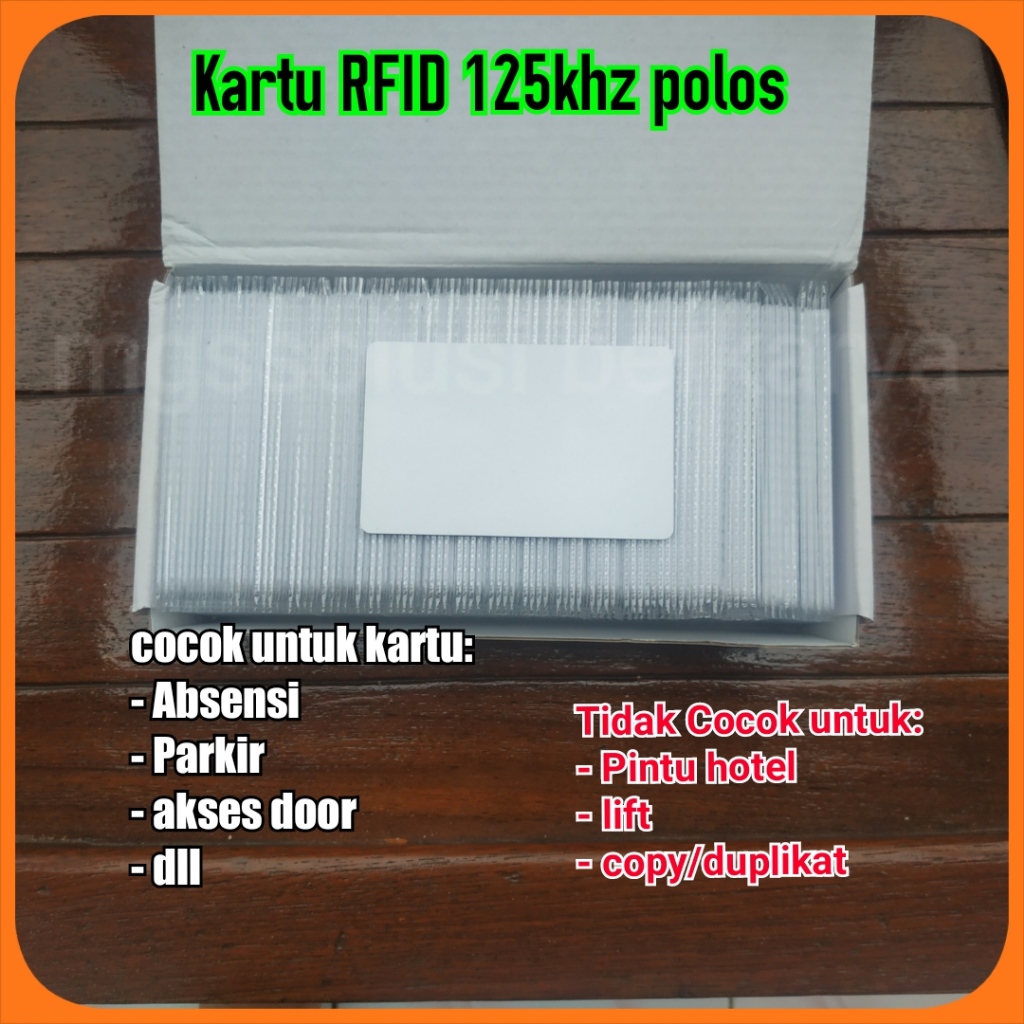 

MGSSB - Kartu RFID 125 Khz Tipis POLOS (Per BOX) / RFID CARD 125Khz Proximity cocok untuk absensi akses door mesin standalone parkir