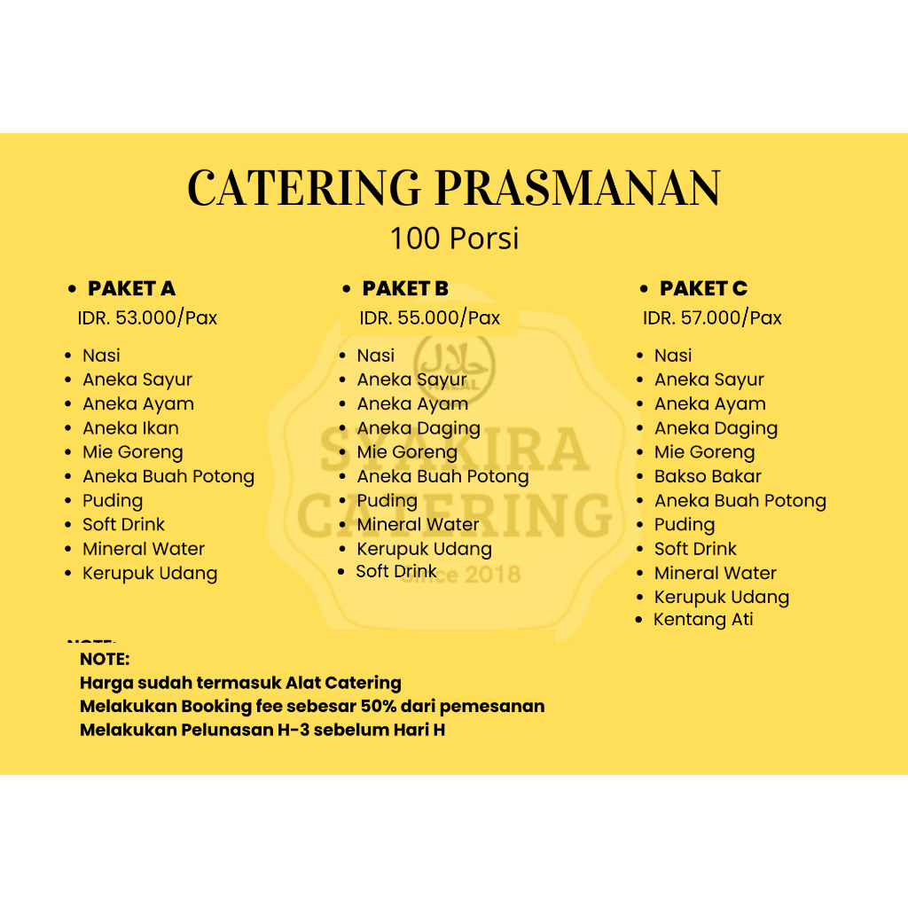 PAKET PRASMANAN MURAH 100 PORSI  // PRASMANAN MURAH JAKARTA // CATERING PRASMANAN // CATERING JAKART