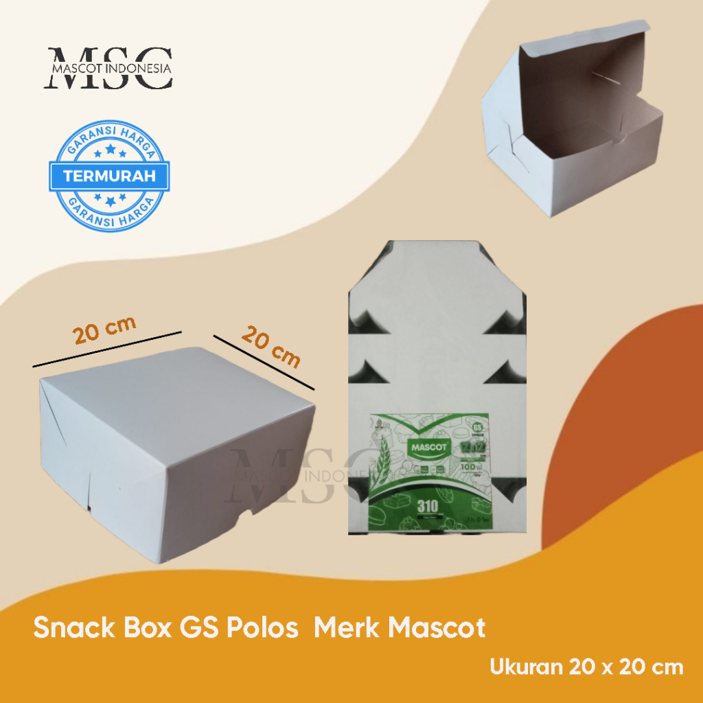 Snack box GS Polos Merk Mascot | Meal Box Polos Merk Mascot ukuran  20 x 20 cm