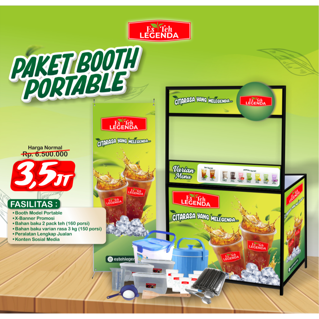 

PAKET KEMITRAAN ES TEH LEGENDA BOOTH PORTABLE / PAKET BISNIS FRANCHISE ES TEH LEGENDA / PAKET BISNIS VIRAL ES TEH LEGENDA / PAKET FRANCHISE ES TEH VIRAL / PAKET KEMITRAAN ES TEH LEGENDA VIRAL