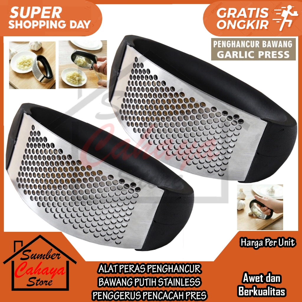 ALAT PERAS PENGHANCUR BAWANG PUTIH STAINLESS PENGHALUS HALUSKAN PENGGERUS PENCACAH PENEKAN GARLIC RI