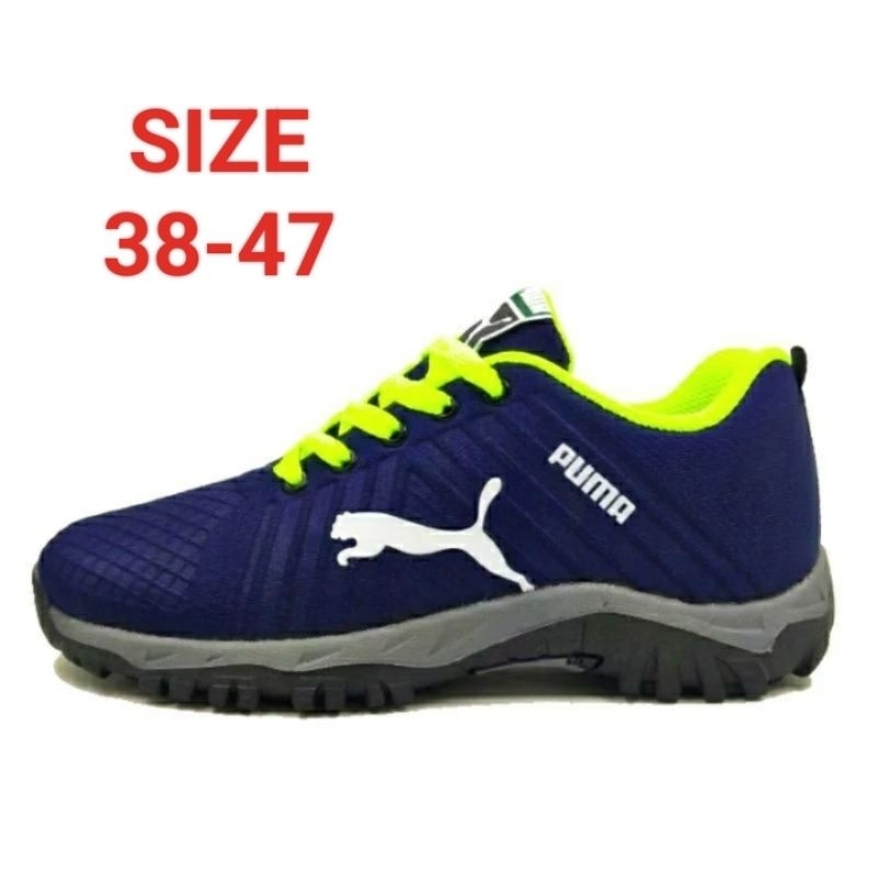 BIG SIZE UKURAN JUMBO 38-47 abu hijau Sepatu Olahraga Sport Sneakers / Pria Wanita Hiking Outdoor / 