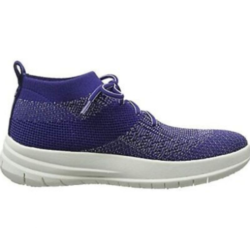 FitFlop Uberknit Women's Slip On High Top Sneakers, Indian Blue Metallic

