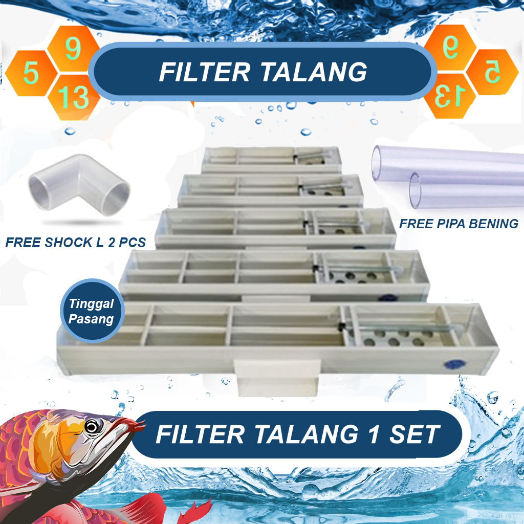 Filter Talang Waterfall dan Pipa untuk Filtrasi Aquarium Satu Set Tinggal Pasang