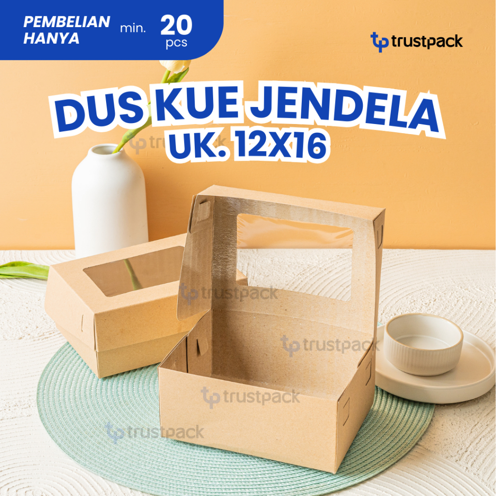 

DUS KUE 12X16 KRAFT / KOTAK KARDUS KUE / DUS SNACK / BOX SNACK JENDELA