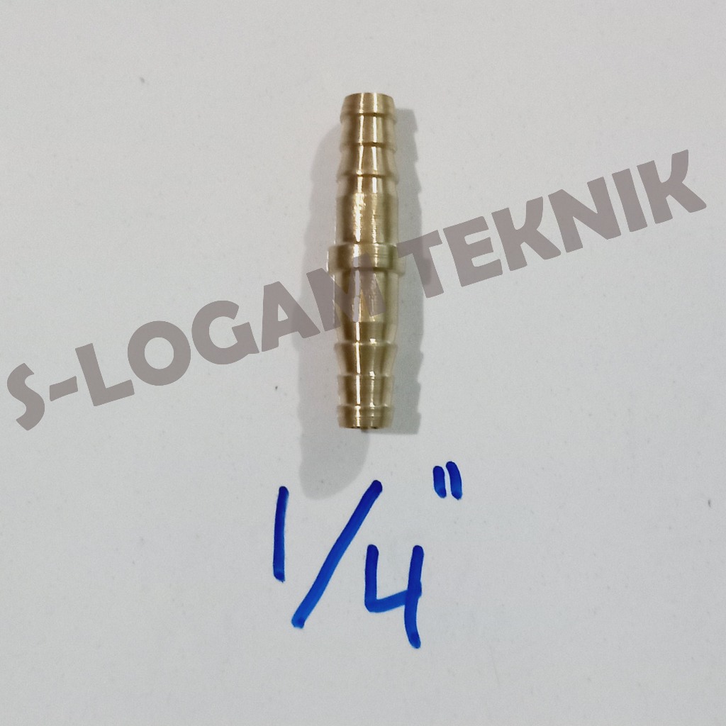 Fitting Sambungan Konektor Nepel Selang Kuningan Lurus 1/4" 6mm 6 mm
