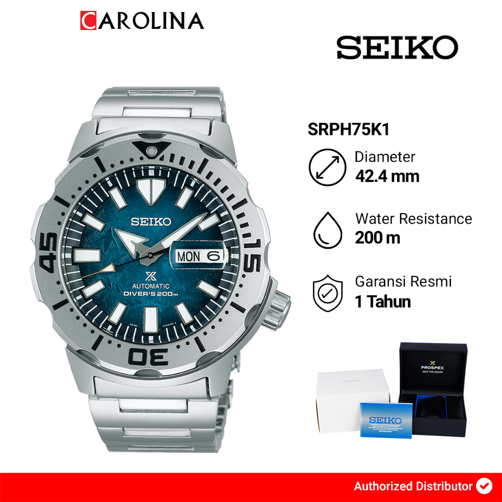 Jam Tangan Pria Seiko Prospex SRPH75K1 Monster Save The Ocean Automatic Divers 200M Stainless Steel 