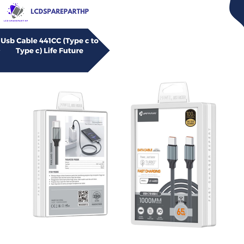 USB CABLE 441CC (TYPE C TO TYPE C) LIFE FUTURE