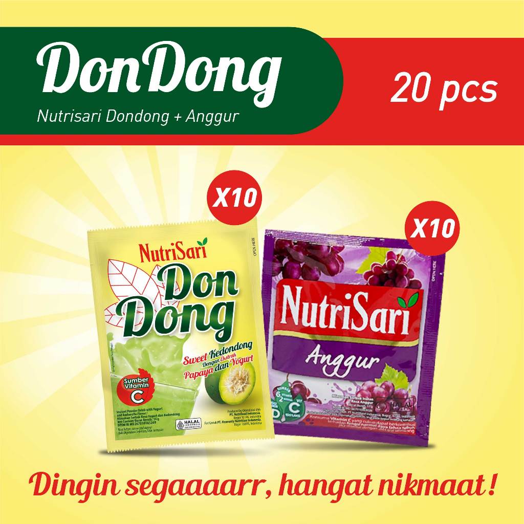 

Nutrisari Dondong Paket Nutrisari Anggur (2x10 sachet)