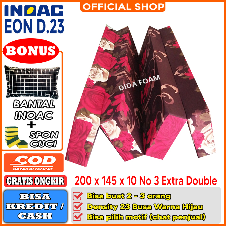 [ 200x145x10 ] Bisa COD Kasur Lipat Inoac No. 3 Original EON Density 23 Kasur Premium Bonus Bantal