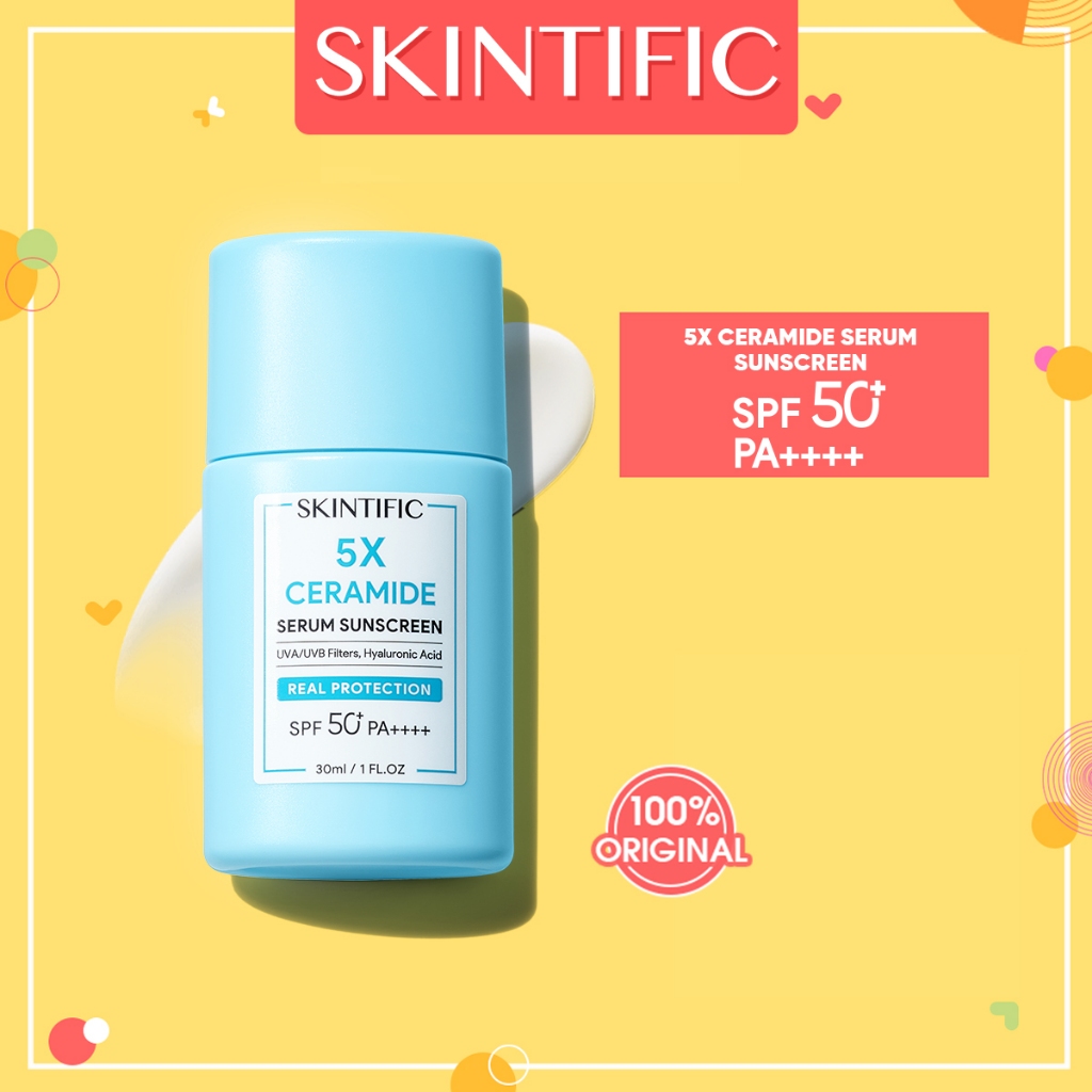 SKINTIFIC Sunscreen 5X Ceramide Serum Sunscreen Stick SPF50 PA++++ Skincare Sunblock 30ml Untuk Skin
