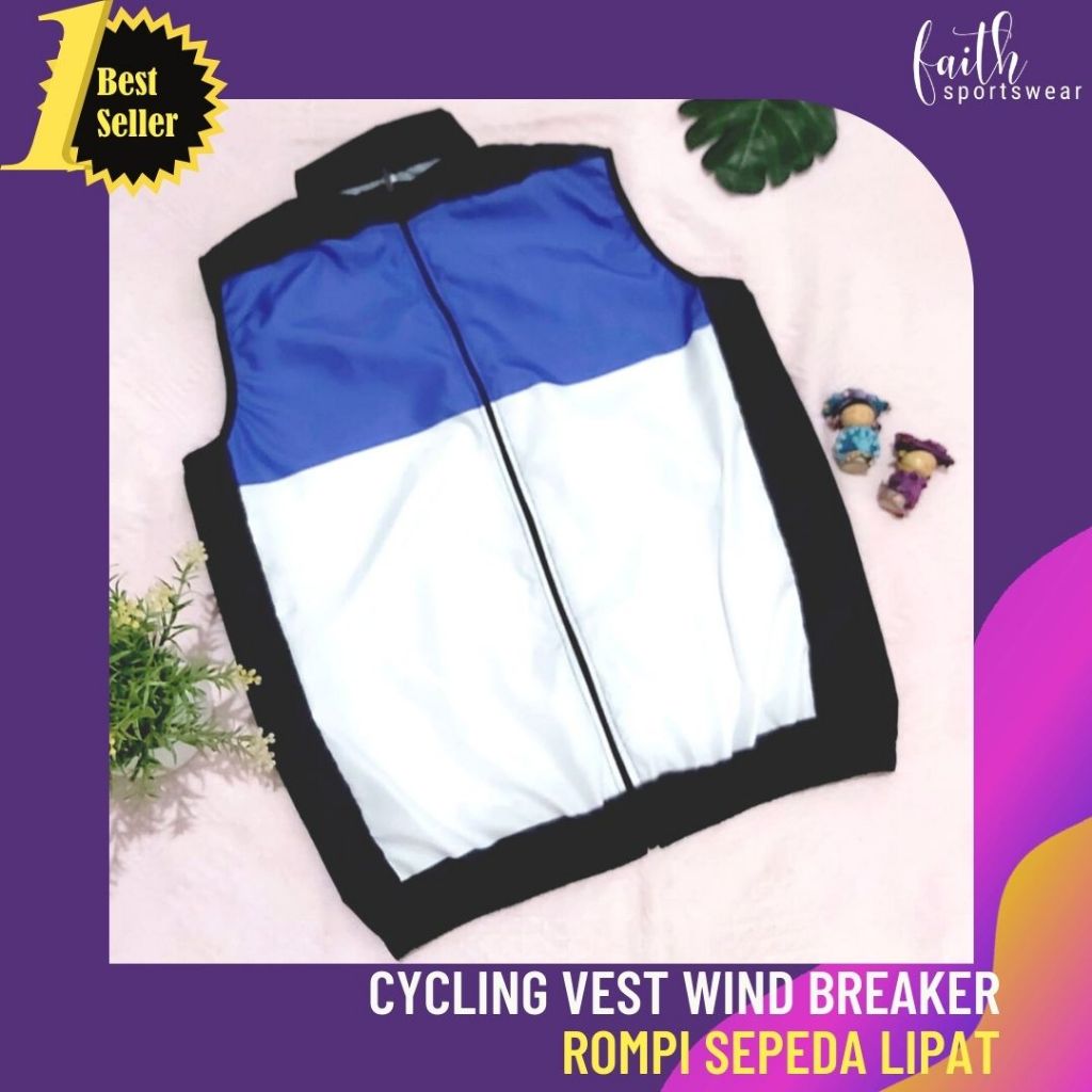 [Motif Baru] ROMPI OLAHRAGA/ROMPI SEPEDA/CYCLING VEST WANITA PRIA - BIRU PUTIH HITAM